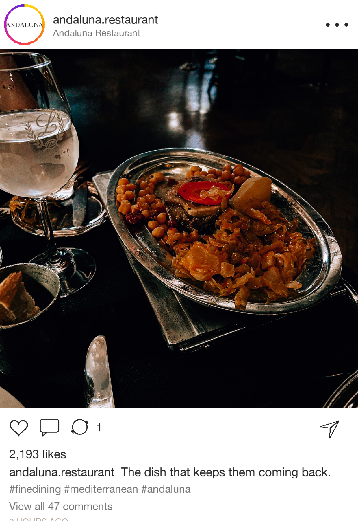 Instagram post mockup — fine dining dish
