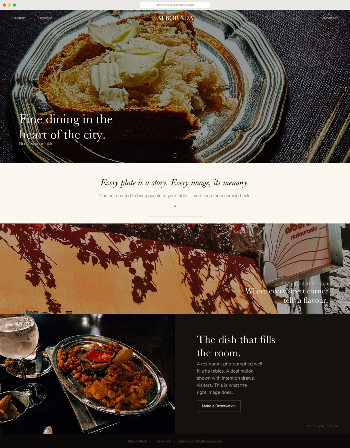 Luxury restaurant website mockup